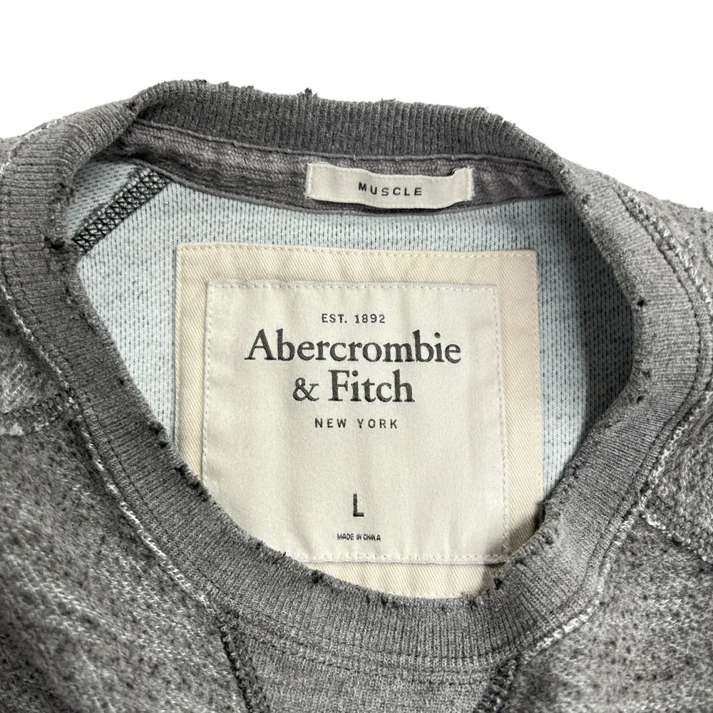 Abercrombie Muscle Inside Out Sweatshirt Large Gray Reverse Seam Y2K Mallcore